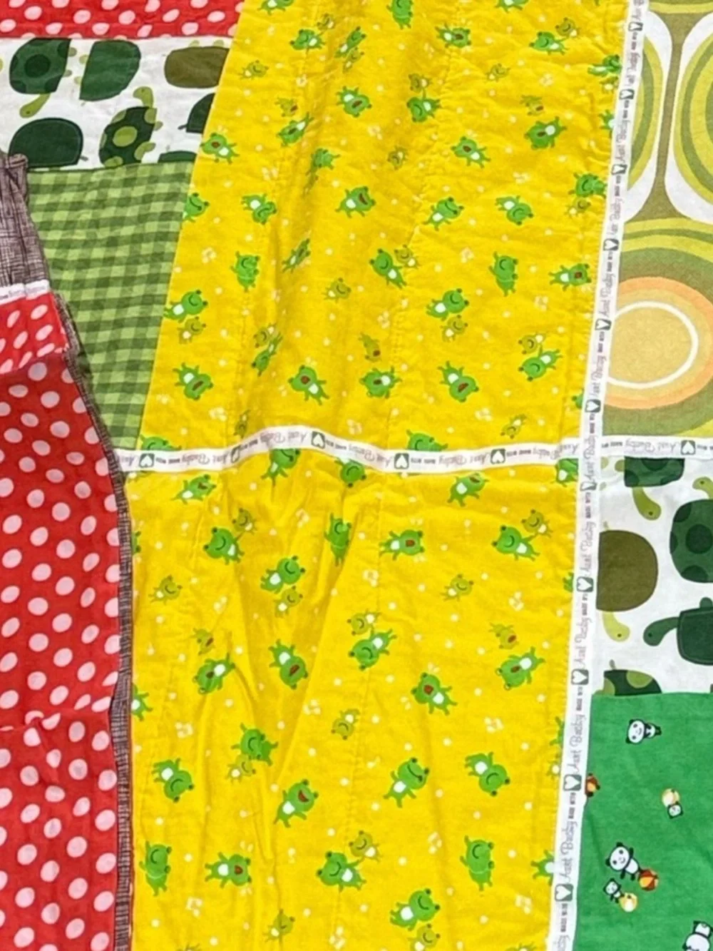 Handmade Baby Quilt Set Patchwork Blanket Tummy Time Mat Pillowcase Frog Nursery